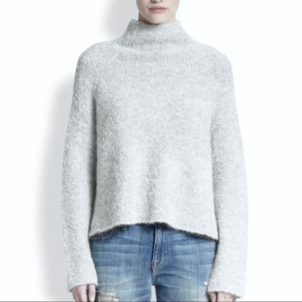 Rebecca Taylor boulce light blue gray slouchy turtleneck sweater